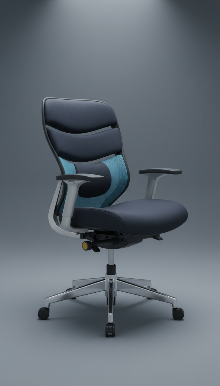Managerial swivel chair with contoured seat