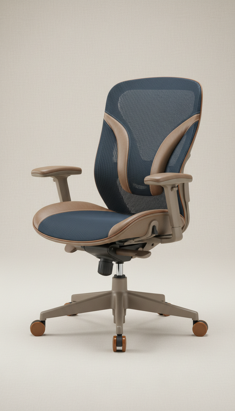 Managerial chair with polished mesh back