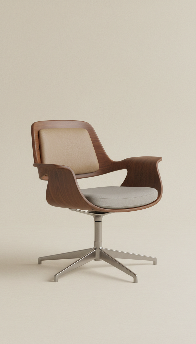 Polished Walnut Conference Chair