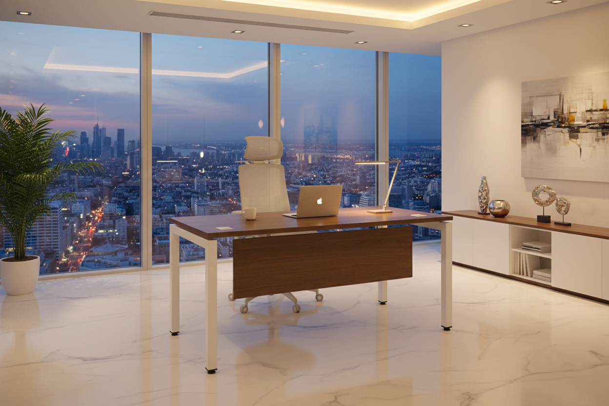 PX5 Walnut Desk + Cloud Executive Chair in Luxury Office